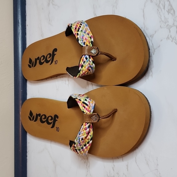 Reef Shoes - Reef Mallory Scrunch Thong Sandal Womens 10 Multicolor Tan Flip Flop Flats